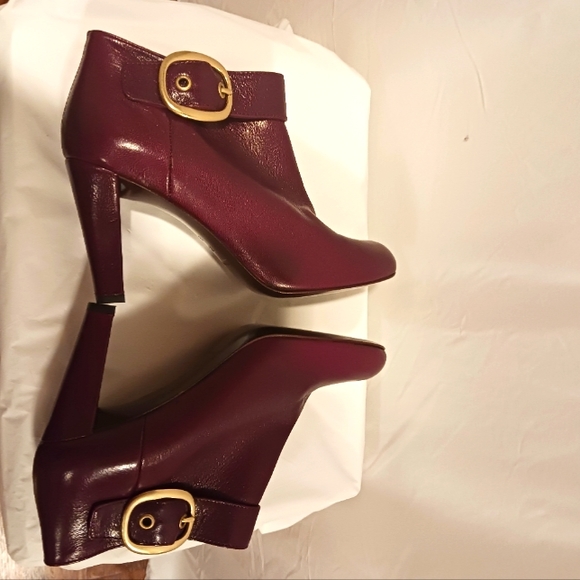 Coach Nicolete Kid Leather Ankle Boots Size 7/7.5B Color Bordeaux Made In Italy - Picture 3 of 8